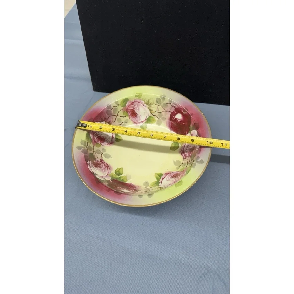 O. & E.G. Imperial Austria Serving Bowl Deep Pink Cabbage Roses Signed George